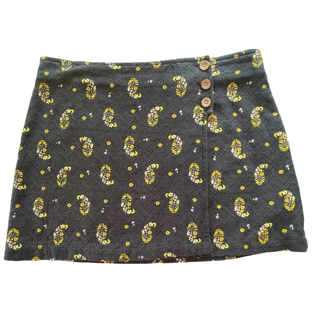 Urban Outfitters Wrap Mini Skirt Floral Multicolor Black Purple Mustard White XL